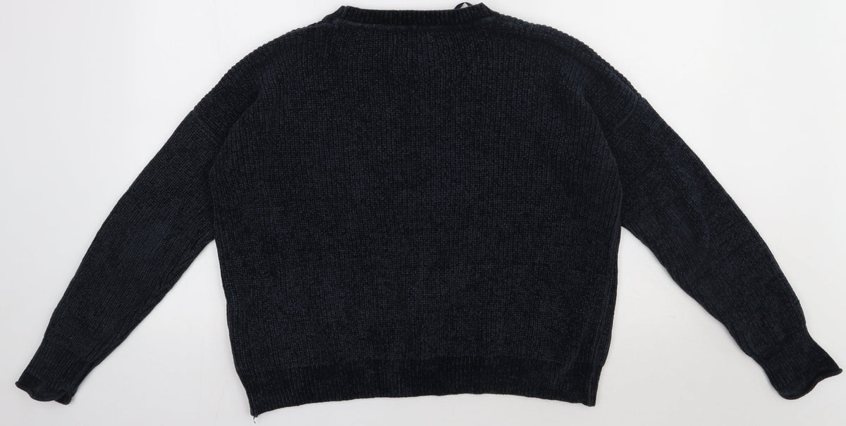 Back view of Primark women’s blue polyester pullover sweatshirt, size M, pullover