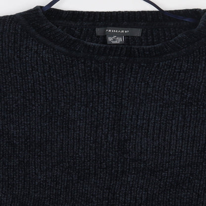 Close-up detail of Primark women’s blue polyester pullover sweatshirt, size M, pullover