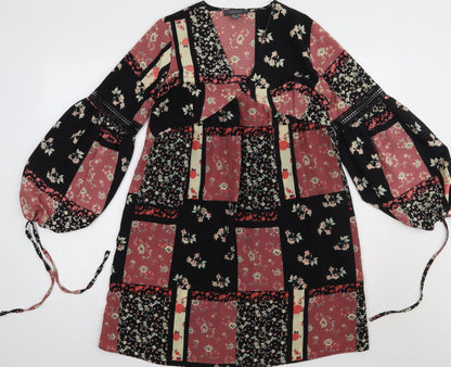 Primark Womens Pink Floral Polyester A-Line  Size 10  V-Neck Pullover