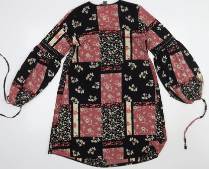 Primark Womens Pink Floral Polyester A-Line  Size 10  V-Neck Pullover