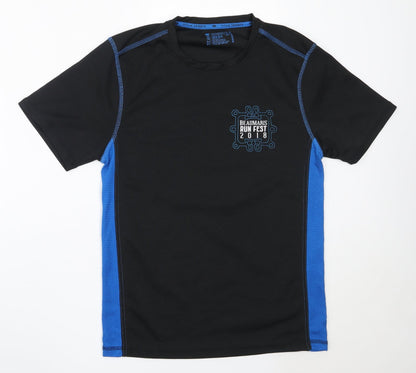 Titan Mens Black  Polyester Basic T-Shirt Size S Round Neck  -  beaumaris runfest 2018
