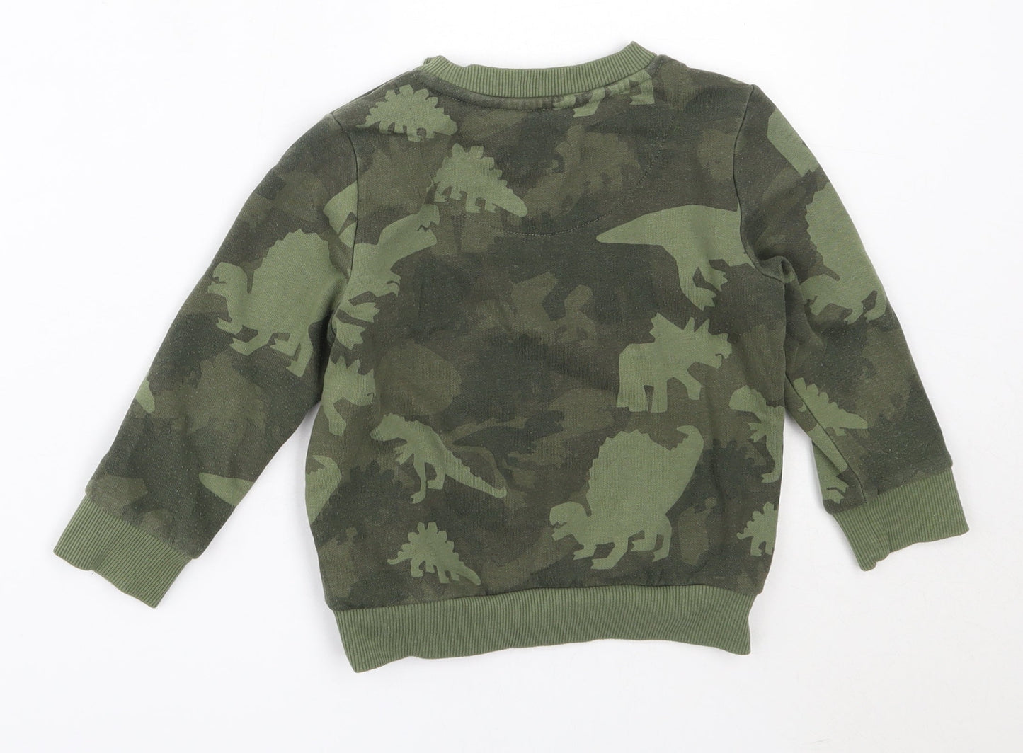 Primark Boys Green Camouflage Cotton Pullover Sweatshirt Size 2-3 Years
