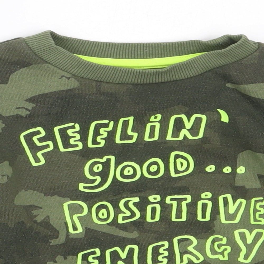 Primark Boys Green Camouflage Cotton Pullover Sweatshirt Size 2-3 Years