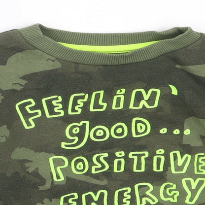 Primark Boys Green Camouflage Cotton Pullover Sweatshirt Size 2-3 Years