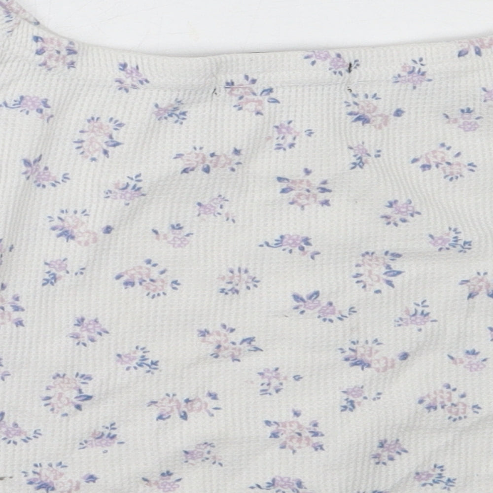 Daisy Street Girls White Floral Polyester Basic T-Shirt Size 8 Years Off the Shoulder