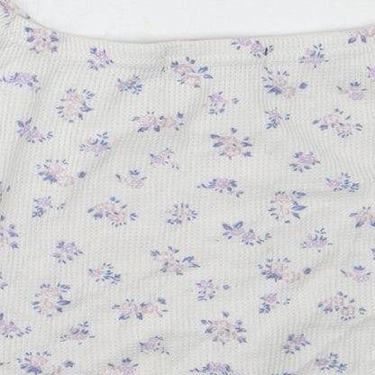 Daisy Street Girls White Floral Polyester Basic T-Shirt Size 8 Years Off the Shoulder