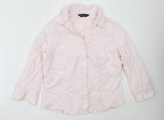 Dorothy Perkins Womens Pink  Cotton Basic Button-Up Size 16 Collared