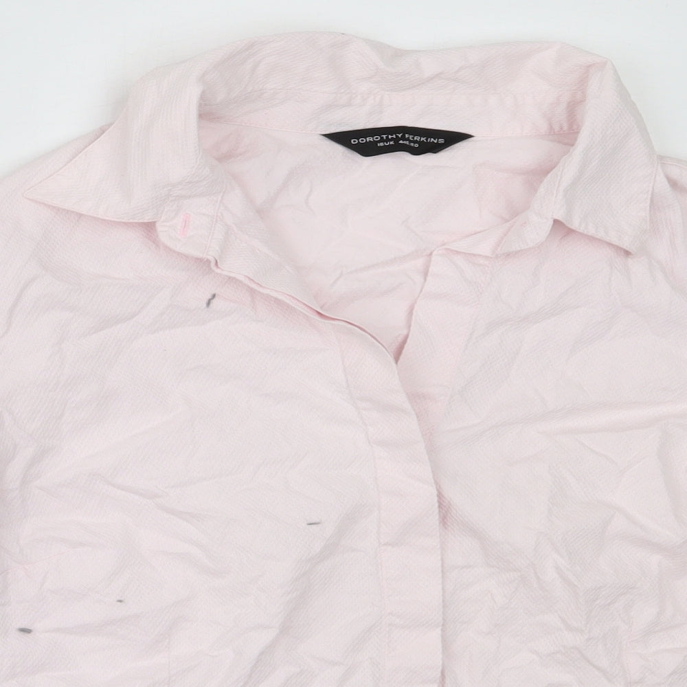 Dorothy Perkins Womens Pink  Cotton Basic Button-Up Size 16 Collared