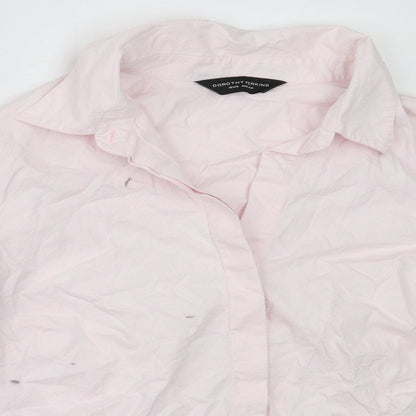 Dorothy Perkins Womens Pink  Cotton Basic Button-Up Size 16 Collared