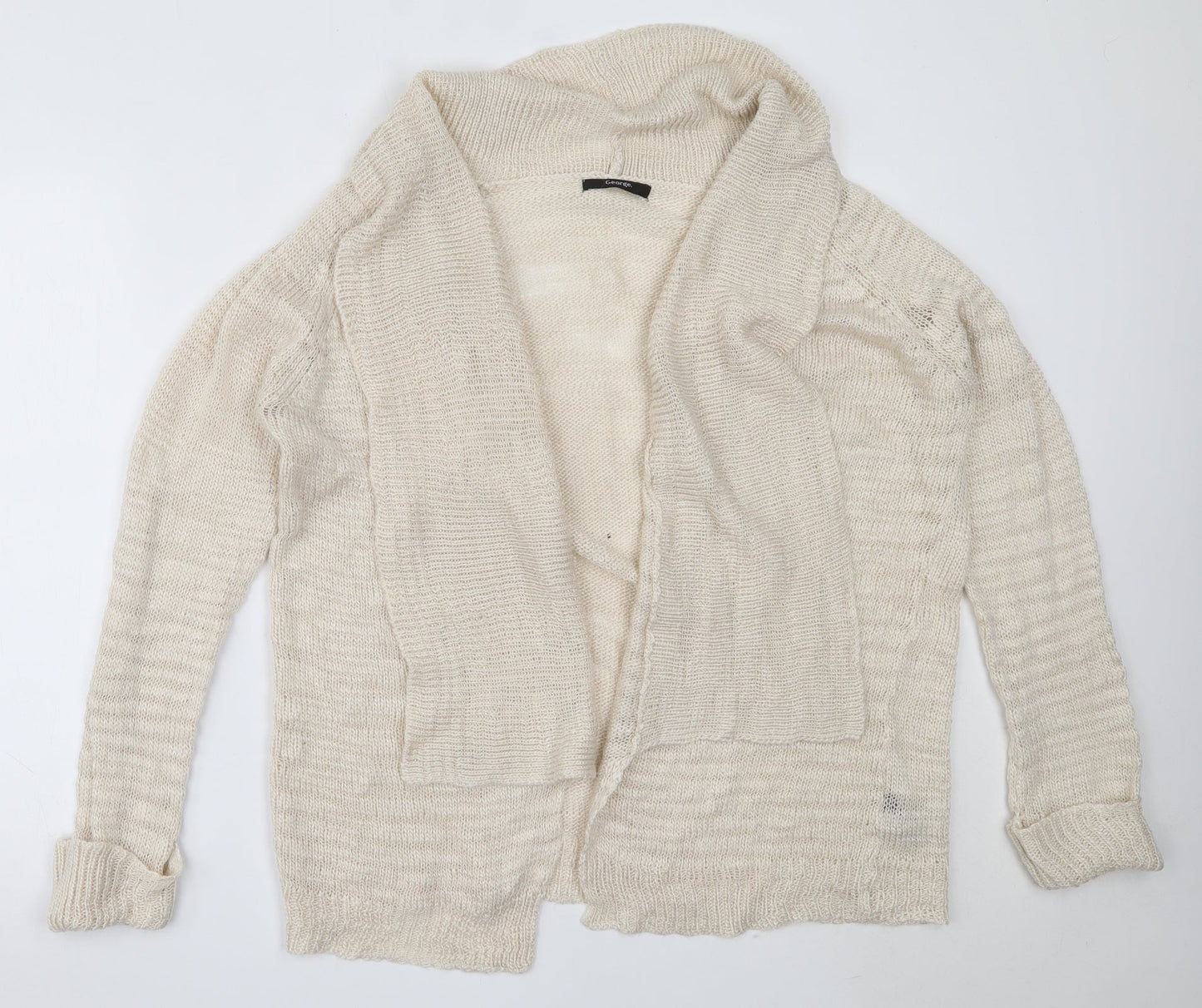 George Womens Ivory Round Neck  Acrylic Cardigan Jumper Size 20