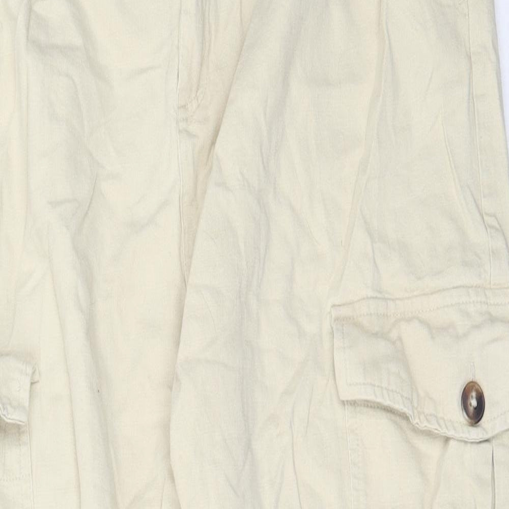 Womens UK Size 40 Pull&Bear Regular Fit Cargo Beige Trousers