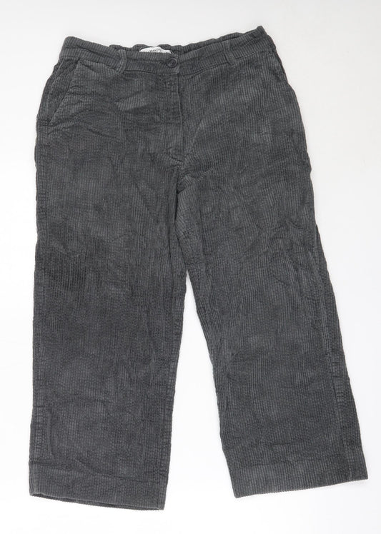 Mango Womens Grey  Cotton Cropped Trousers Size L L22.5 in Regular