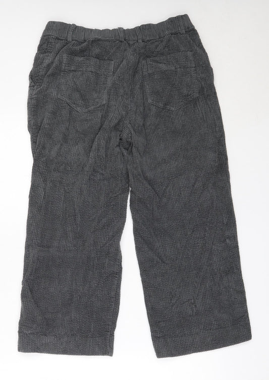 Mango Womens Grey  Cotton Cropped Trousers Size L L22.5 in Regular