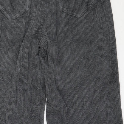 Mango Womens Grey  Cotton Cropped Trousers Size L L22.5 in Regular