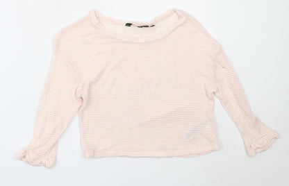New Look Girls Pink Round Neck  Viscose Pullover Jumper Size 10-11 Years