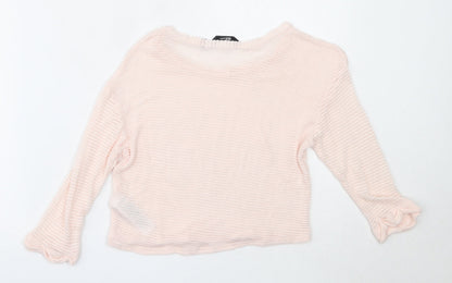 New Look Girls Pink Round Neck  Viscose Pullover Jumper Size 10-11 Years