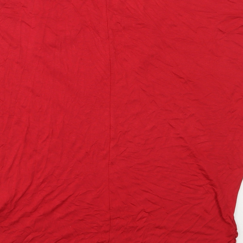 Elisa Womens Red  Viscose Basic T-Shirt Size XL Round Neck
