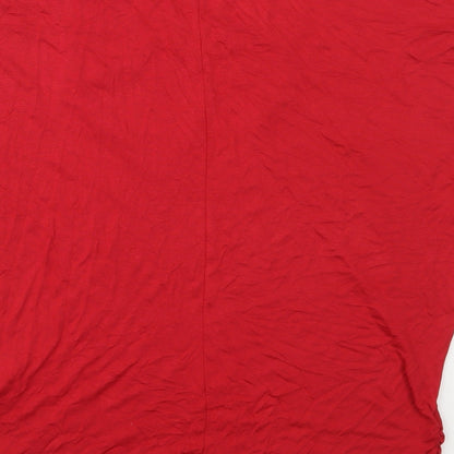 Elisa Womens Red  Viscose Basic T-Shirt Size XL Round Neck