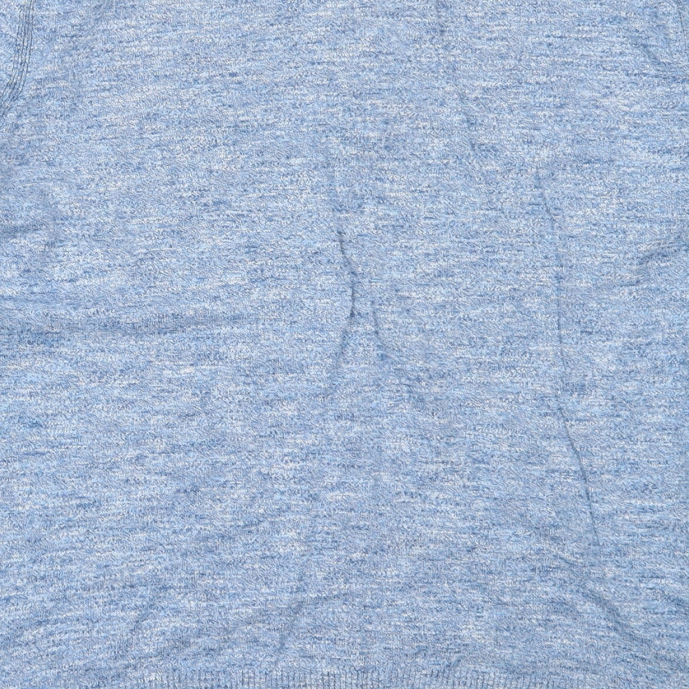 CANDA Mens Blue V-Neck  Cotton Pullover Jumper Size L