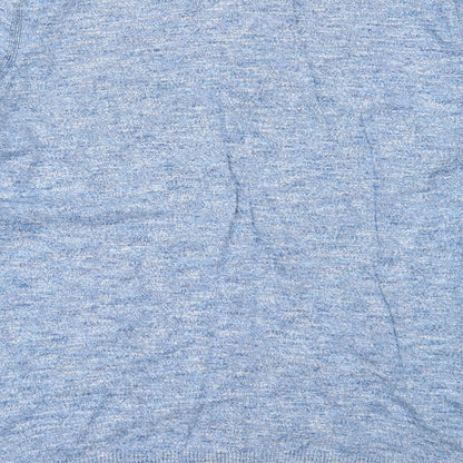 CANDA Mens Blue V-Neck  Cotton Pullover Jumper Size L