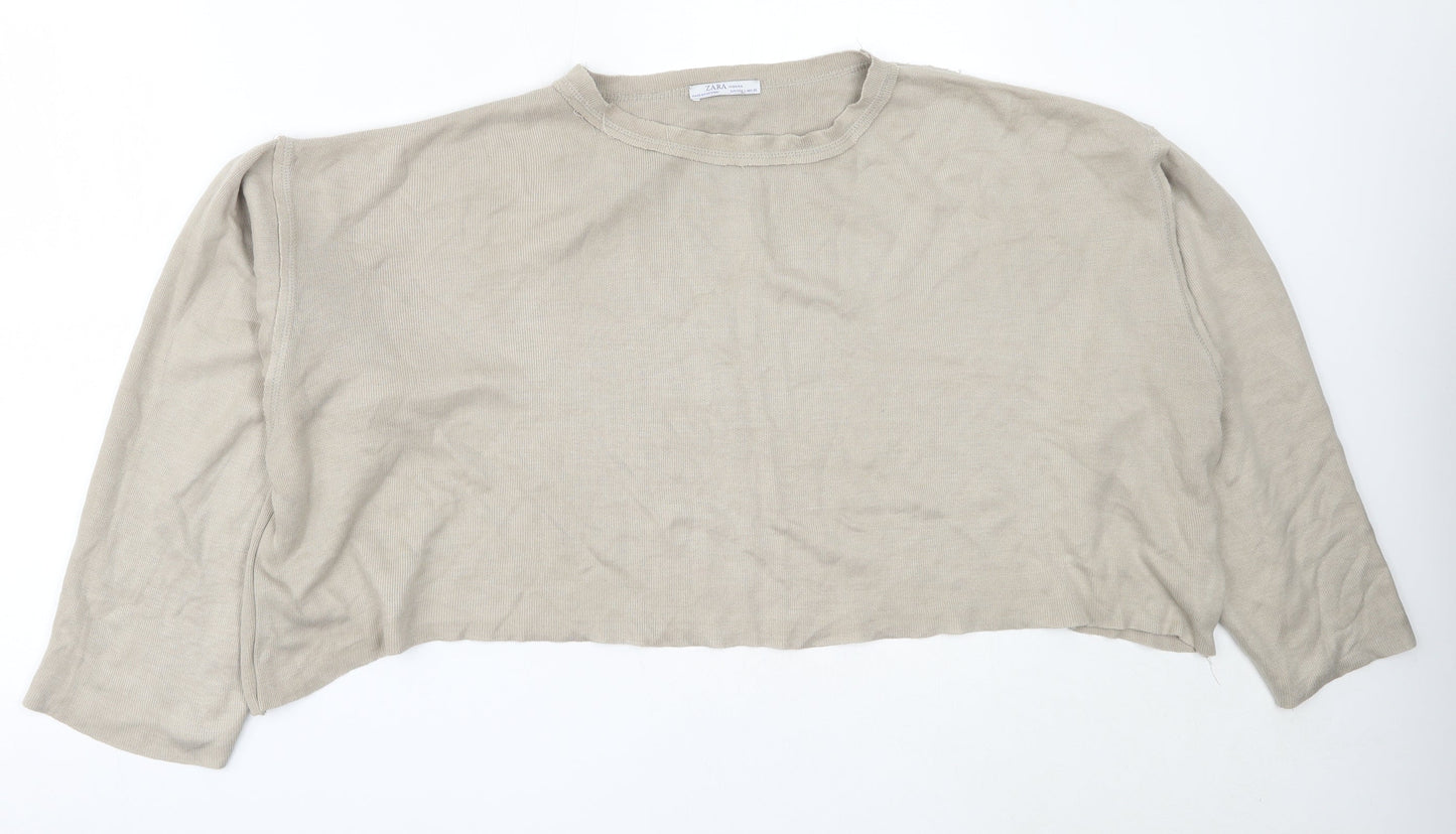 Womens UK Size L Zara Beige Pullover Jumper