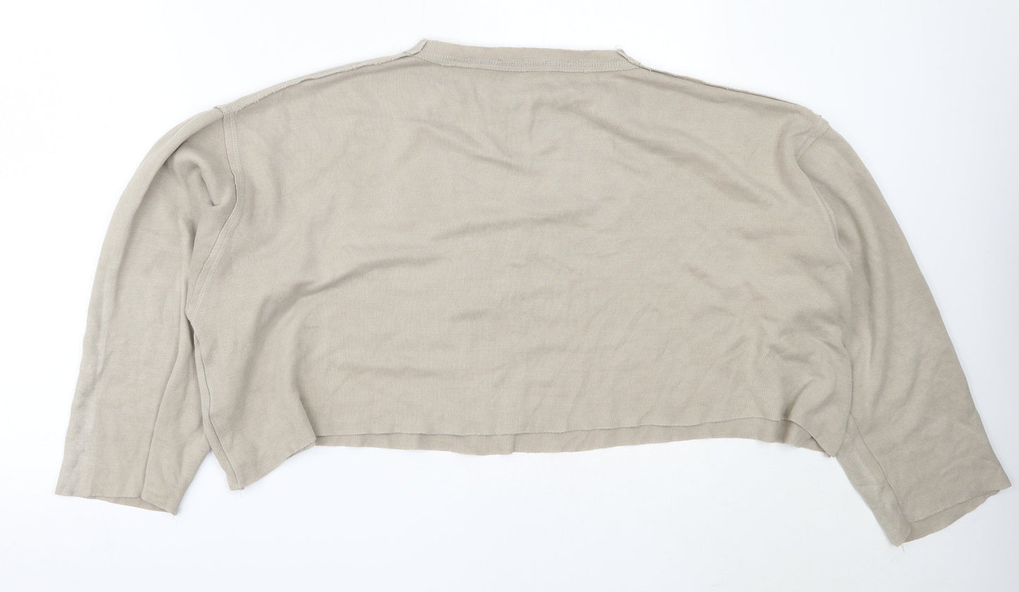 Womens UK Size L Zara Beige Pullover Jumper