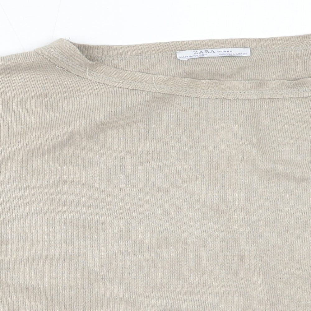 Womens UK Size L Zara Beige Pullover Jumper