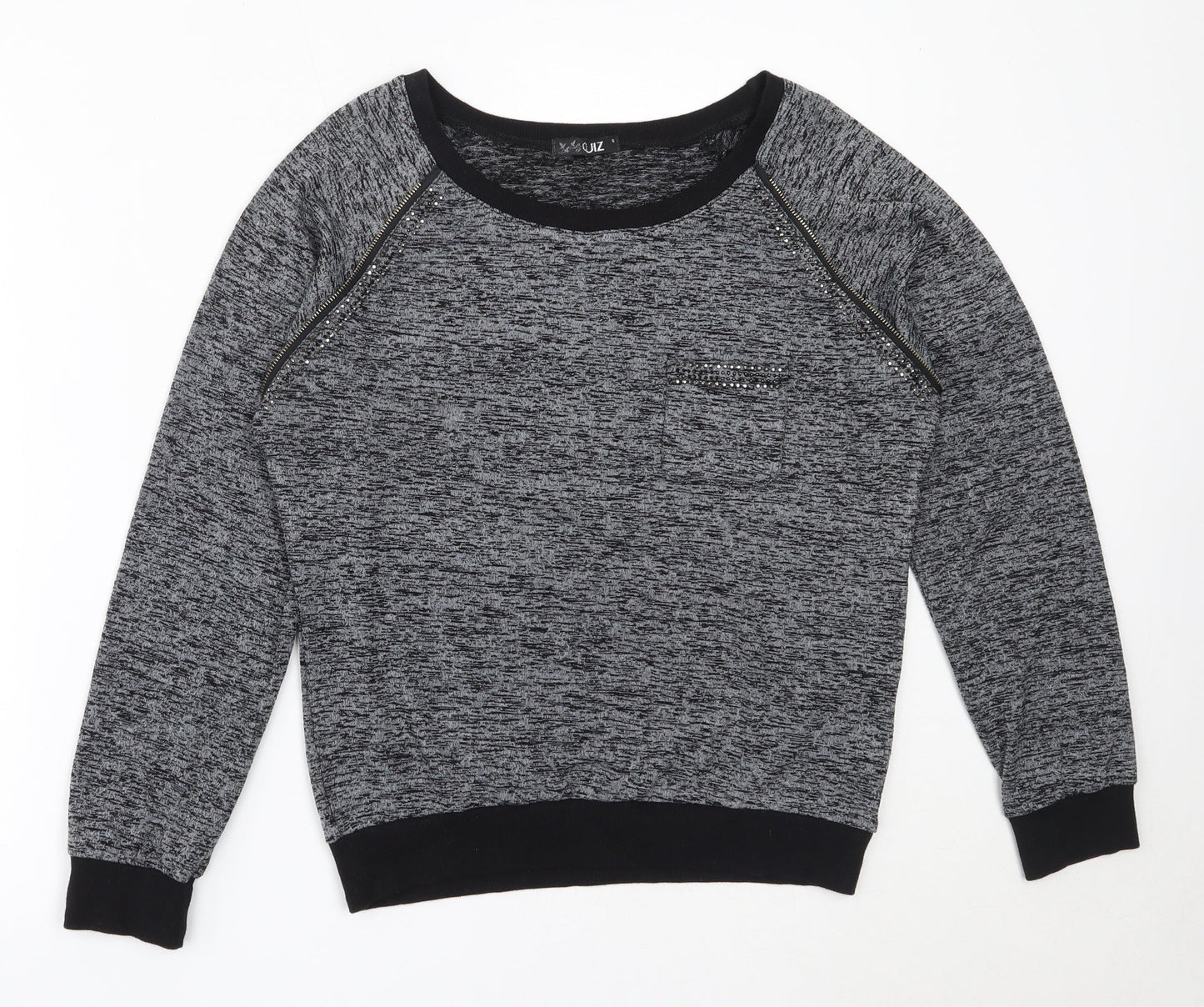 Quiz Womens Grey  Polyester Pullover Sweatshirt Size S