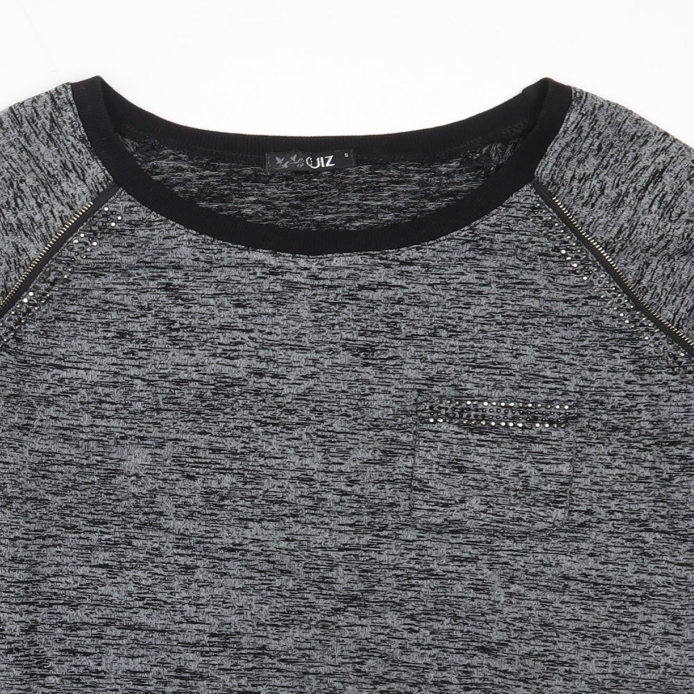 Quiz Womens Grey  Polyester Pullover Sweatshirt Size S
