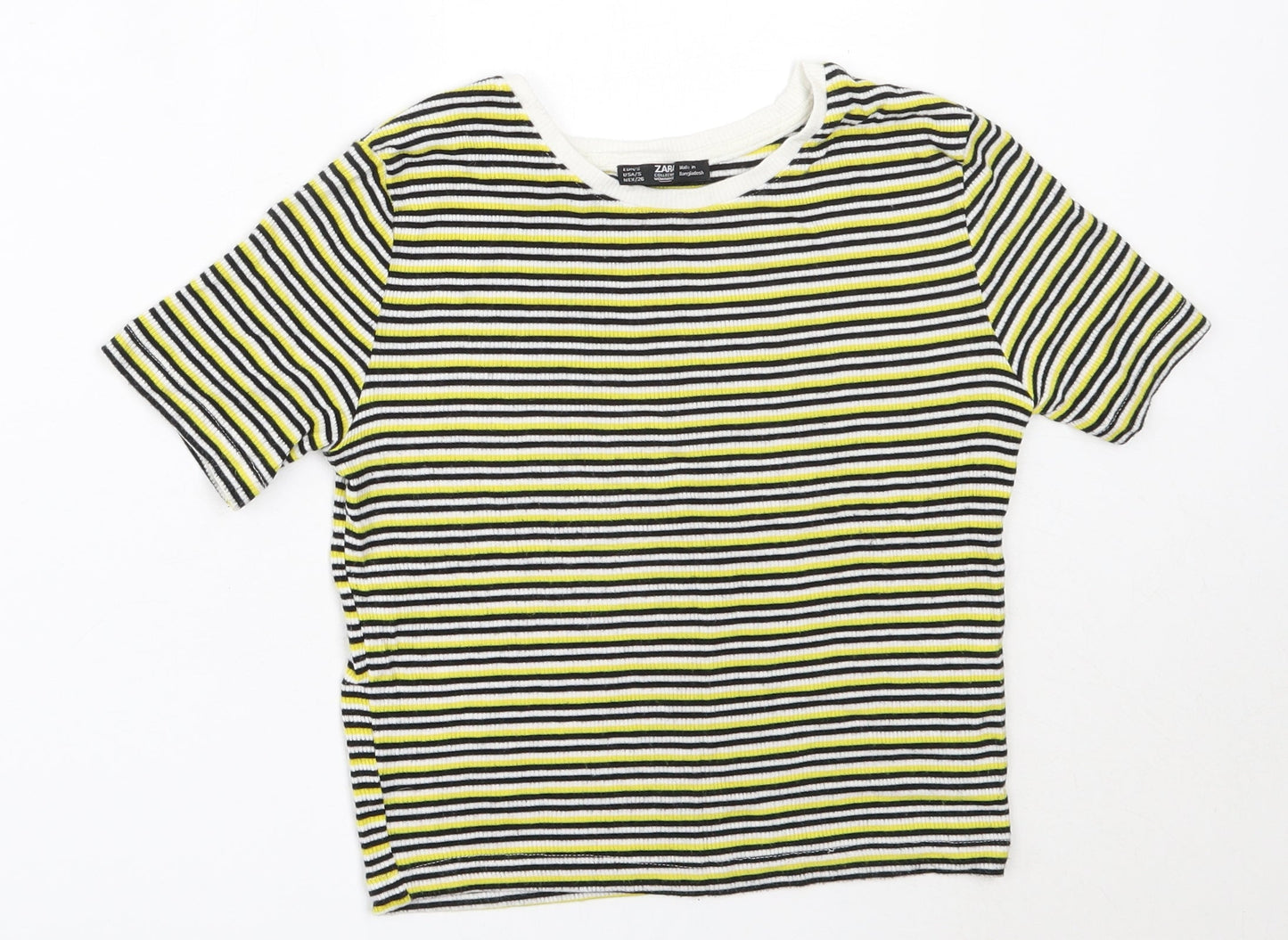 Womens UK Size S Zara Yellow Basic T-Shirt