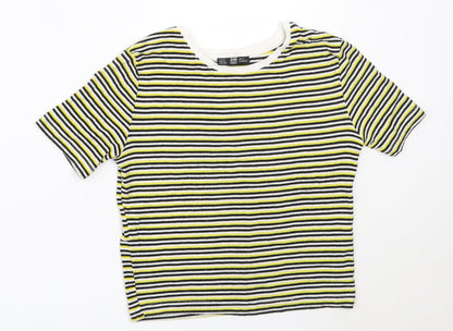 Womens UK Size S Zara Yellow Basic T-Shirt