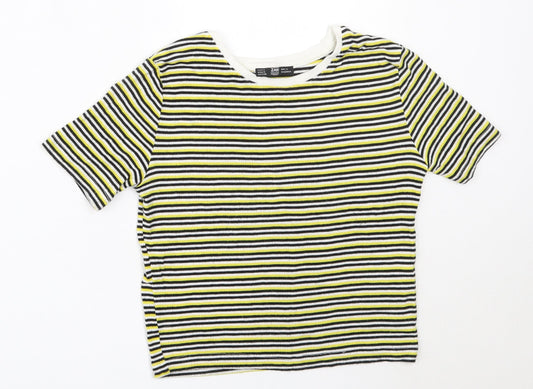 Womens UK Size S Zara Yellow Basic T-Shirt