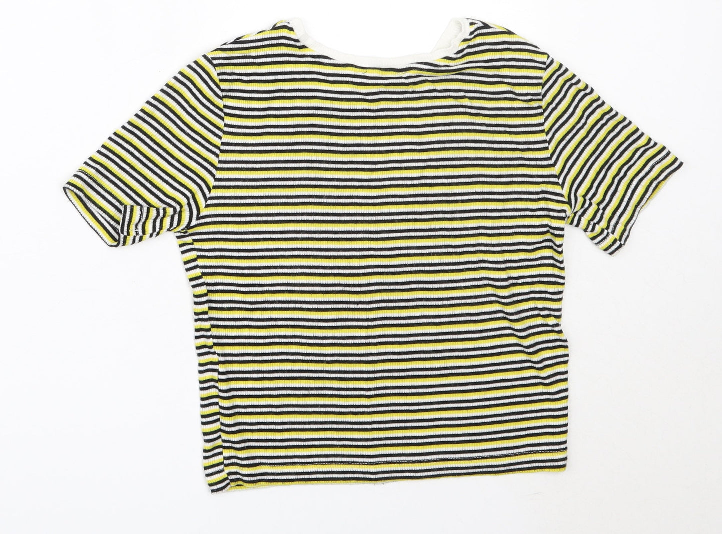 Womens UK Size S Zara Yellow Basic T-Shirt