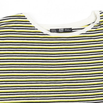 Womens UK Size S Zara Yellow Basic T-Shirt