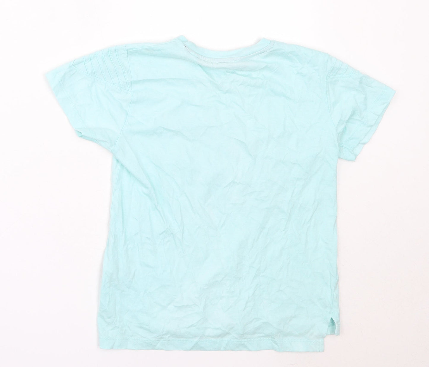 Primark Boys Blue  Cotton Basic T-Shirt Size 6-7 Years Round Neck