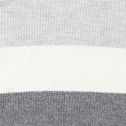 Primark Womens Grey High Neck Striped Acrylic Pullover Jumper Size L