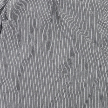 Tom Hagan Mens Grey Striped Polyester  Button-Up Size XL Collared