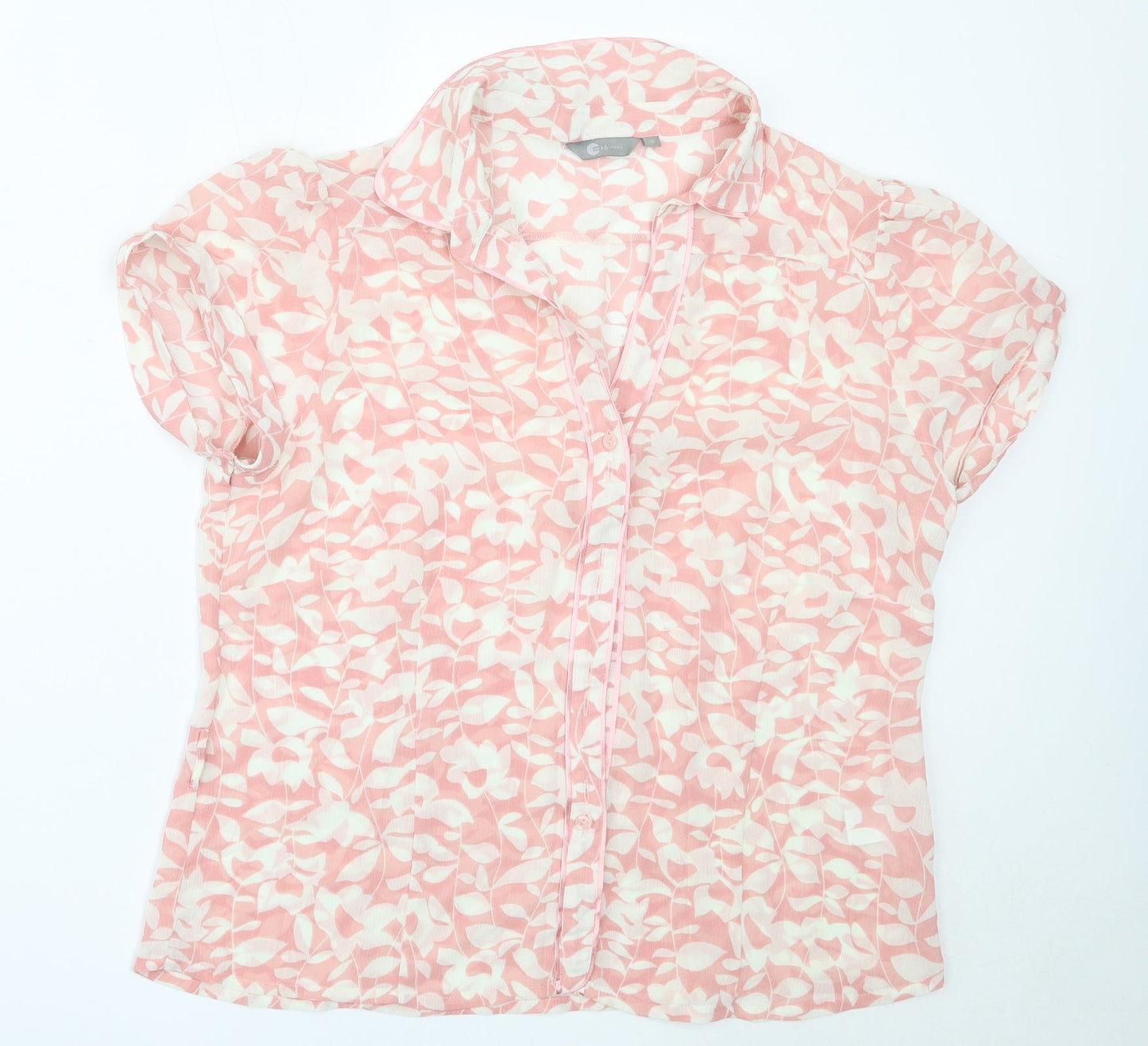 MIA Womens Pink  Polyester Basic Button-Up Size 18 Collared