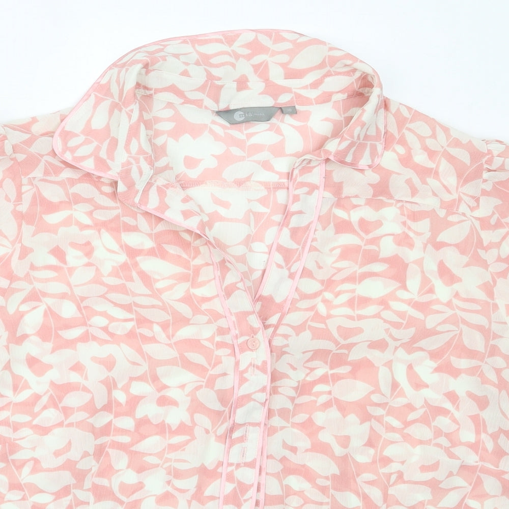 MIA Womens Pink  Polyester Basic Button-Up Size 18 Collared