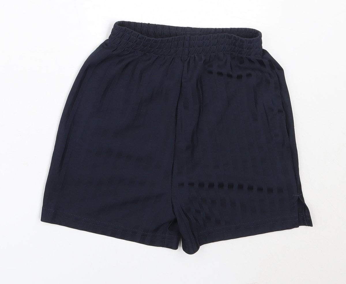 Additional front view of Tu boys’ blue polyester sweat shorts, size 6, years regular