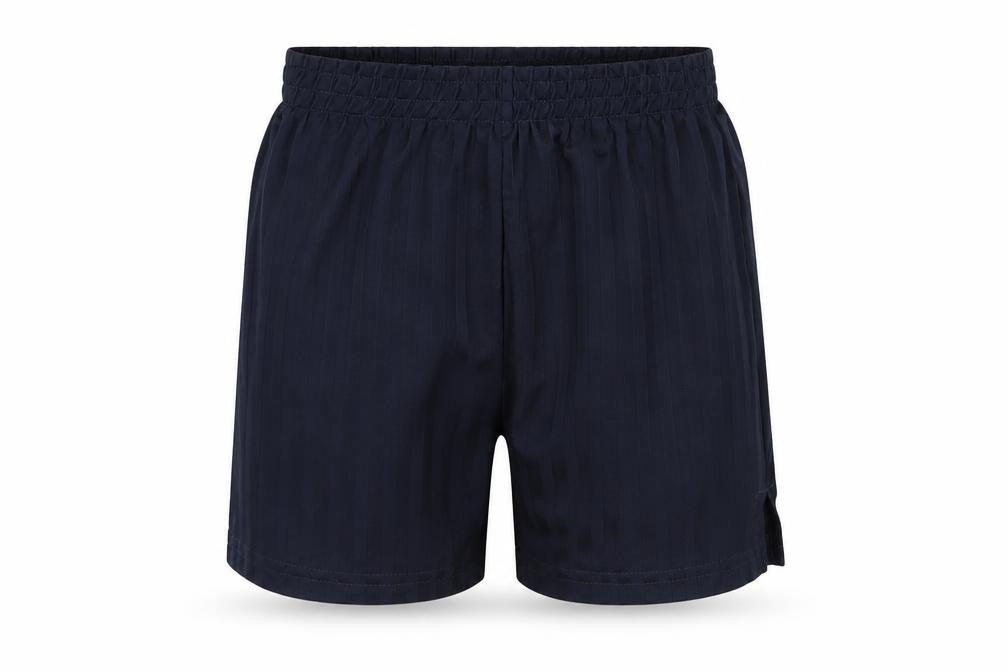 Front view of Tu boys’ blue polyester sweat shorts, size 6, years regular