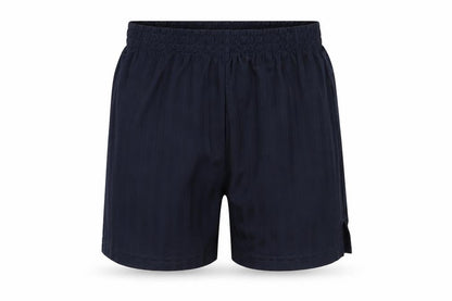 Front view of Tu boys’ blue polyester sweat shorts, size 6, years regular