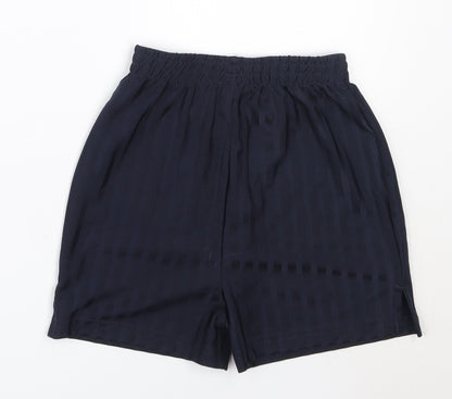 Back view of Tu boys’ blue polyester sweat shorts, size 6, years regular
