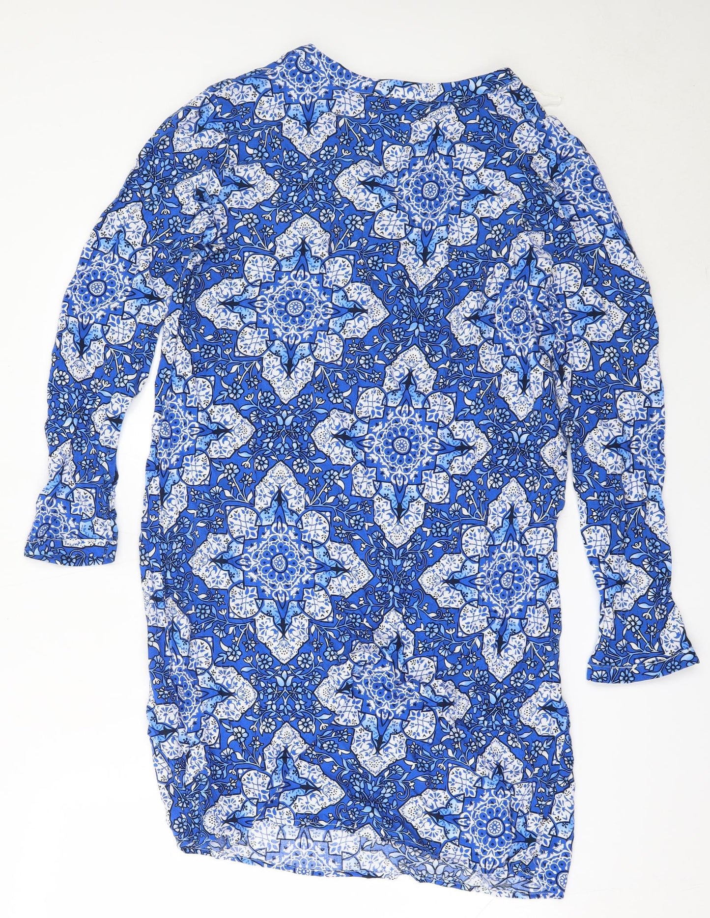Real Clothing Womens Blue Geometric Viscose Mini  Size XL  V-Neck