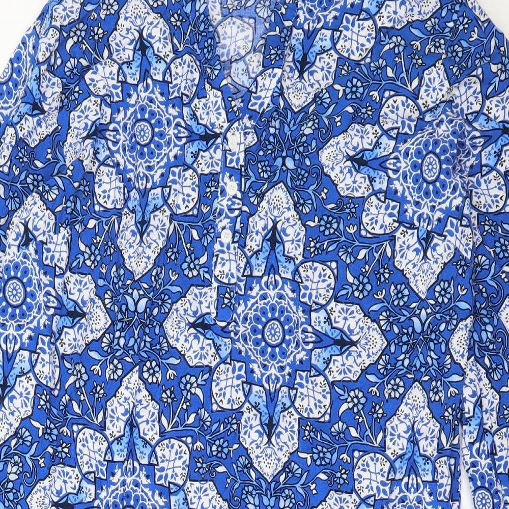 Real Clothing Womens Blue Geometric Viscose Mini  Size XL  V-Neck