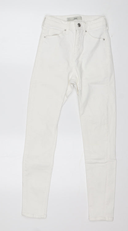 Topshop Womens White  Cotton Skinny Jeans Size 25 in L30 in Regular Buckle