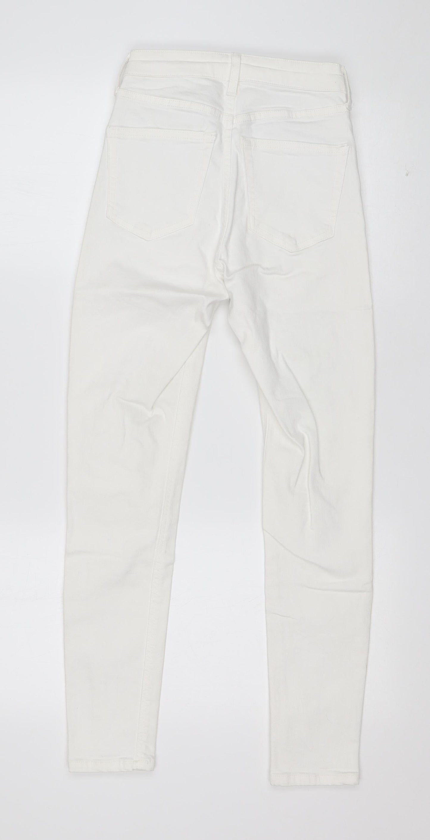 Topshop Womens White  Cotton Skinny Jeans Size 25 in L30 in Regular Buckle