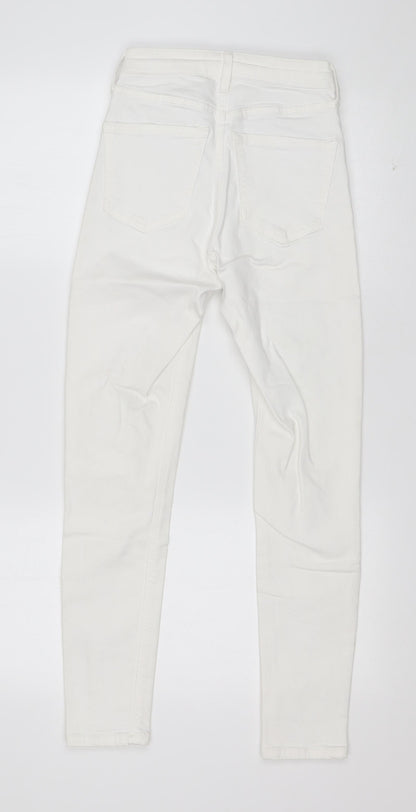 Topshop Womens White  Cotton Skinny Jeans Size 25 in L30 in Regular Buckle
