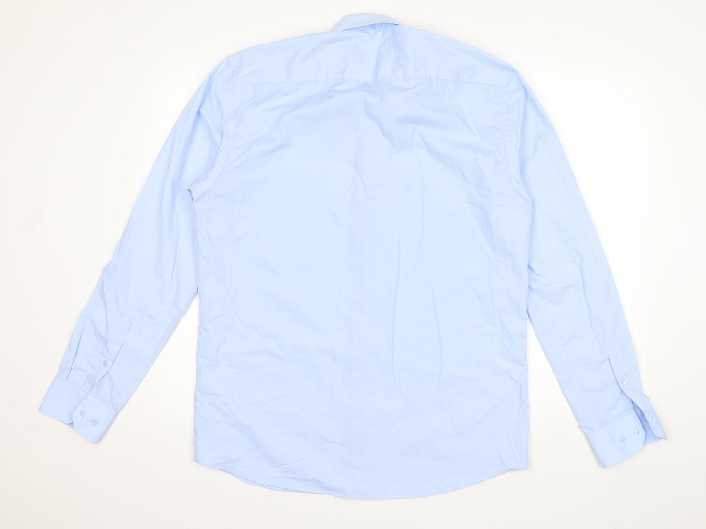 Primark Mens Blue  Polyester  Button-Up Size 15.5 Collared Button