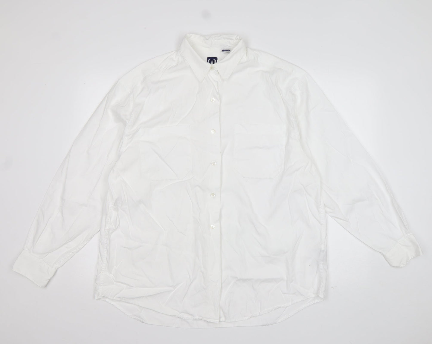 Womens UK Size L Gap White Basic Button-Up